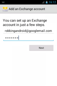 Add an Exchange account - Entering your credentials