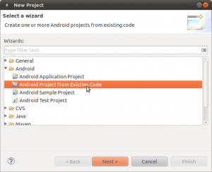 Creating an Adnroid project from existing source